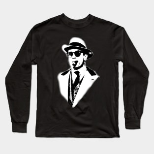 Robert De Niro smoking Al Capone mafia gangster movie Untouchables painting black and white Long Sleeve T-Shirt